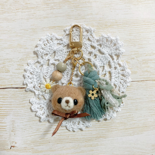 羊毛フェルト　キーホルダー 11点セット ✧⁺∗流れ星になったくまちゃん∗⁺✧ゆめかわタッセル 羊毛