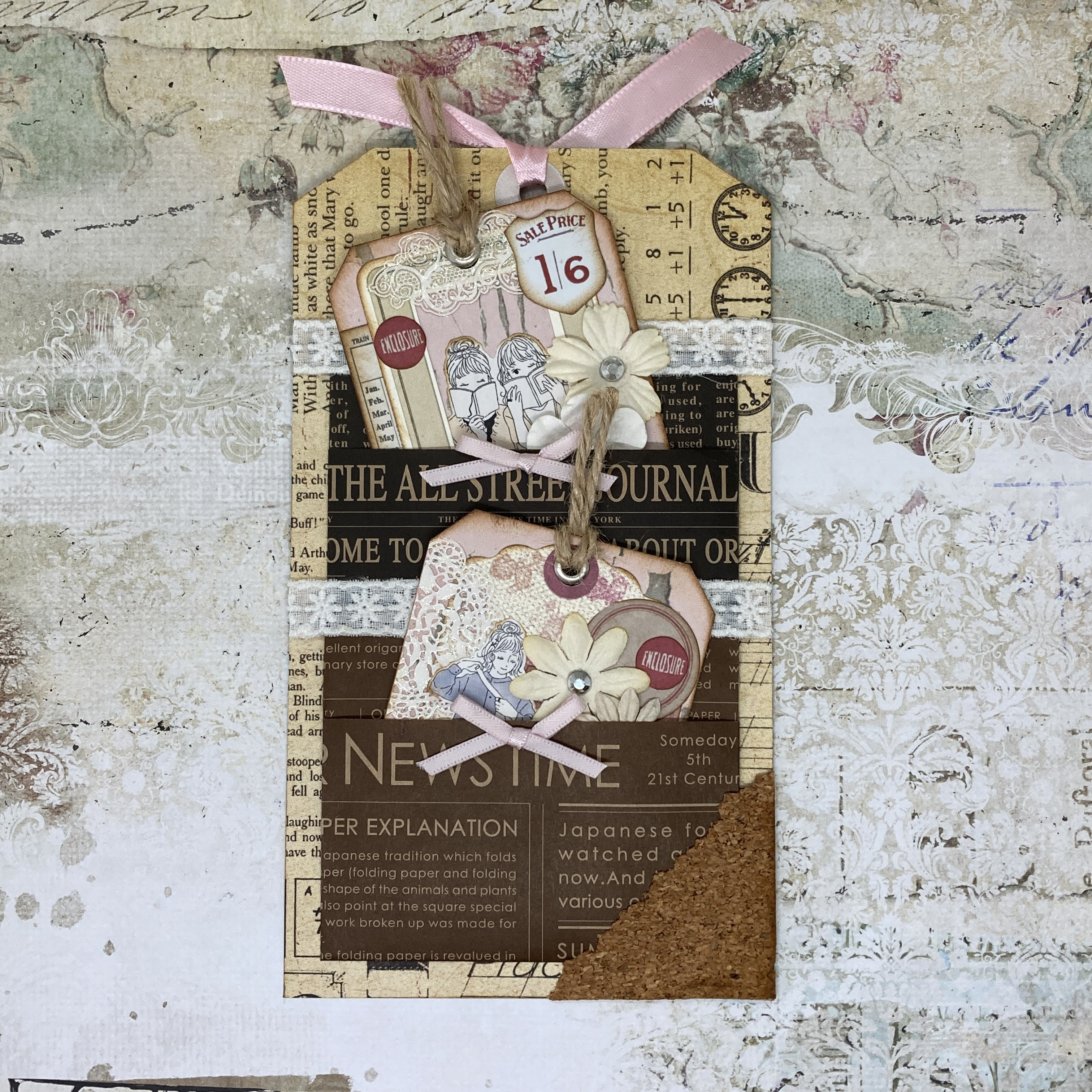 101タグ　アンティークガール　ぶら下がりモチーフ　コラージュ　ジャーナル素材 101タグ アンティークガール ぶら下がりモチーフ コラージュ