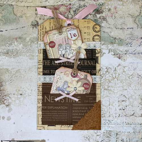 コラージュ アンティーク タグ【ナチュラルガール№1】 メッセージ