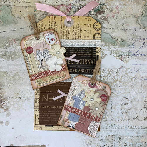 コラージュ アンティーク タグ【ナチュラルガール№1