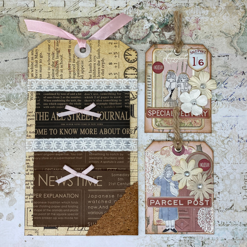 コラージュ アンティーク タグ【ナチュラルガール№1】 メッセージ