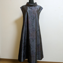 大島紬 着物 パッチワークワンピース L～2L 着物リメイク 結婚式 演奏