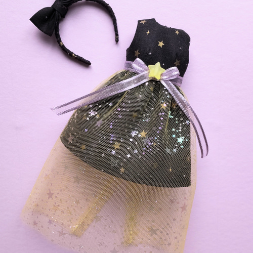 ドール服 リカちゃん 27cmドール ハロウィン限定 キラキラ 星 ドレス