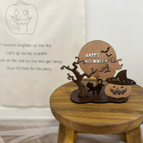 Halloween 木製オブジェ 置物 ハロウィン オーナメント カボチャ