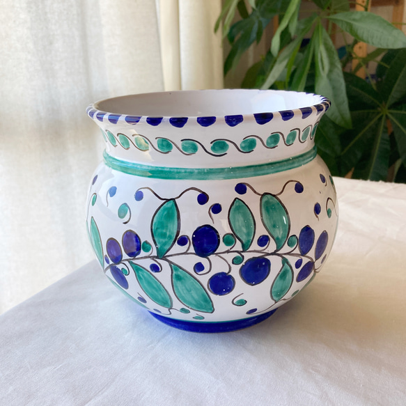 鉢カバー 14cm マヨリカ焼き イタリア陶器 フラワーベース 花瓶 鉢カバー 14cm マヨリカ焼き イタリア陶器 フラワーベース 花瓶