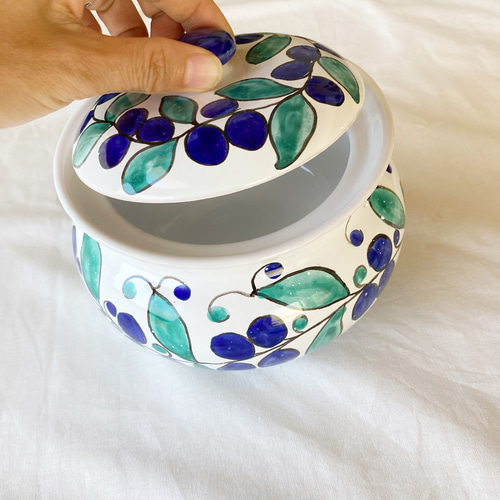 OUTLET]キャニスター 蓋付き陶器 CAN011 マヨリカ焼き イタリア