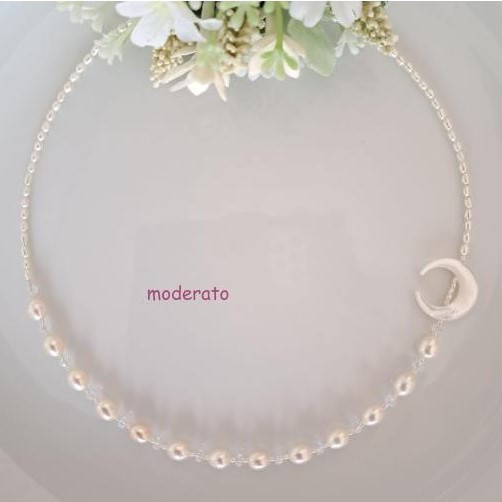 【Moon】月型シェル×淡水パールネックレス　MNE702