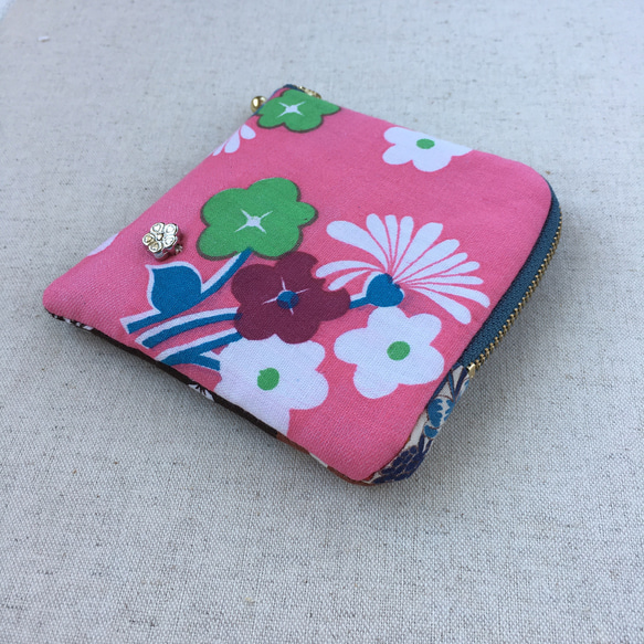[免運費] 零錢包鑰匙包藥袋粉紅色和花束 第3張的照片