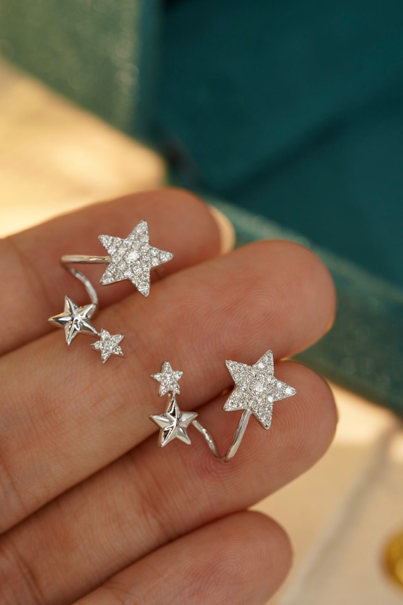 星モチーフ 天然ダイヤモンドピアス ピアス（スタッド・一粒