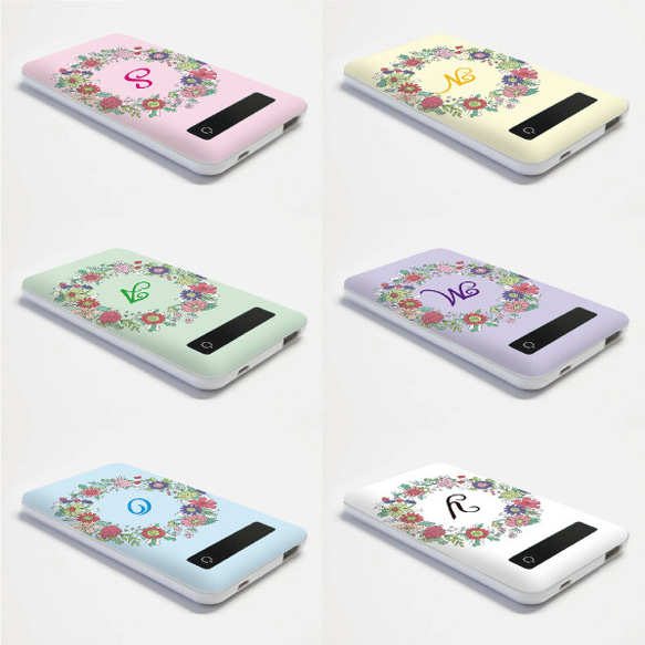 モバイルバッテリー 4000mah 充電器 スマホ iPhone Android 花 花柄 フラワー オシャレ かわいい 5枚目の画像