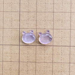 ＊10個＊ デコ ガラスカボション 貼り付けパーツ クマ 7.5x8mm パープル シャカシャカレジン et128 6枚目の画像