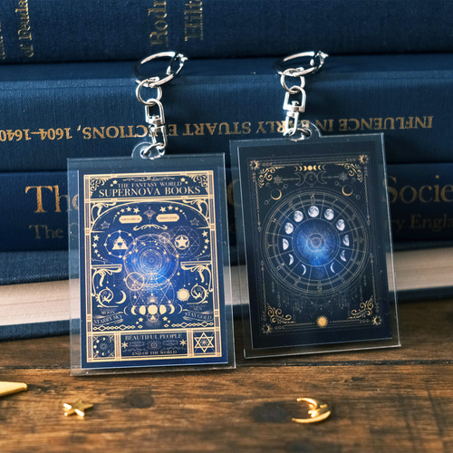 月の満ち欠けと天体モチーフのアクリルキーホルダー その他