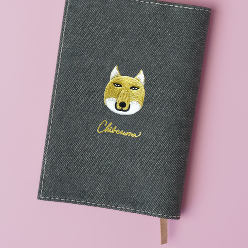 チナ茶④ブックカバー 文庫サイズ ブックカバー 「チベットスナギツネ」刺繍 ブック