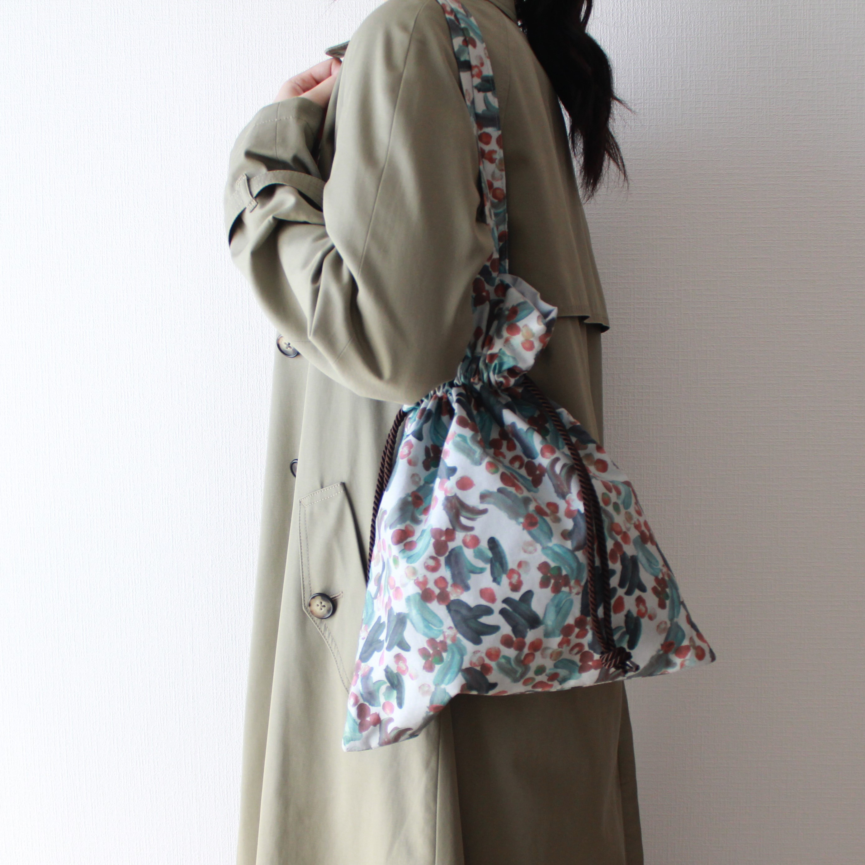 2way巾着トートバッグ[blueberry]　A4対応サイズ/サブバッグ