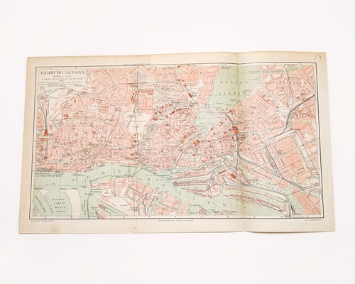 ドイツハンブルク・アルトナの地図 アンティークマップ 古地図