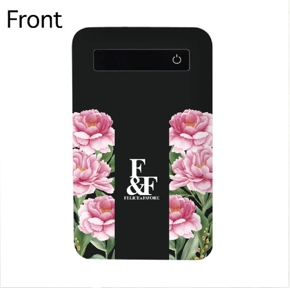モバイルバッテリー 4000mah 充電器 スマホ iPhone Android 花 花柄 フラワー オシャレ かわいい 2枚目の画像
