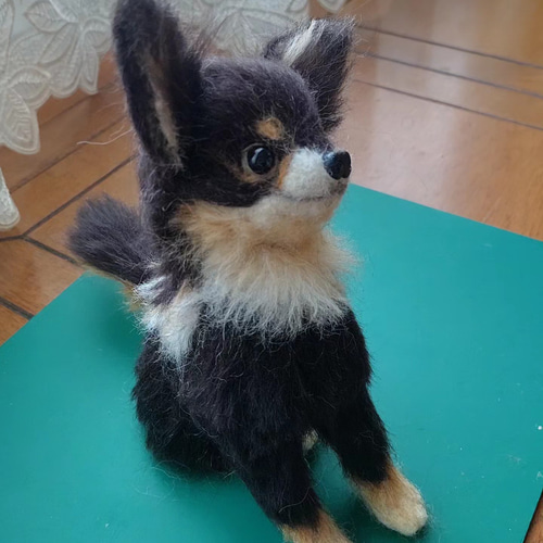 羊毛フェルト　チワワ 　ブラックタン 羊毛フェルト犬 チワワ ブラックタン 羊毛フェルト 優しい香り