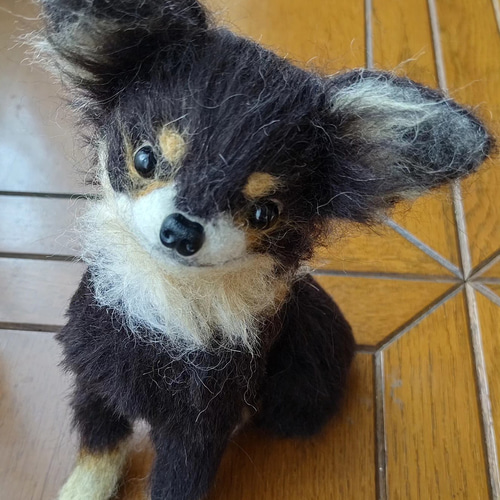 羊毛フェルト　チワワ 　ブラックタン 羊毛フェルト犬 チワワ ブラックタン 羊毛フェルト 優しい香り