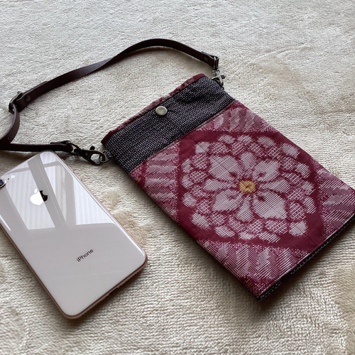 オーダー　正絹大島紬スマホポーチ 7a1f0bc3c51db286b50d3f0c2645af