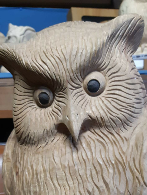 Amazon.co.jp: 野鳥彫刻 フクロウ 9.5㎝ 作者ituo : Home & Kitchen