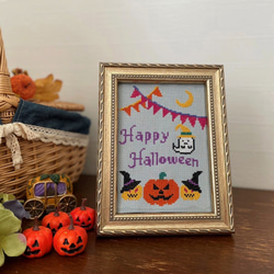 クロスステッチキット(簡単説明書付)　手作りキット　crossstitchで作る手作りハロウィン 10枚目の画像