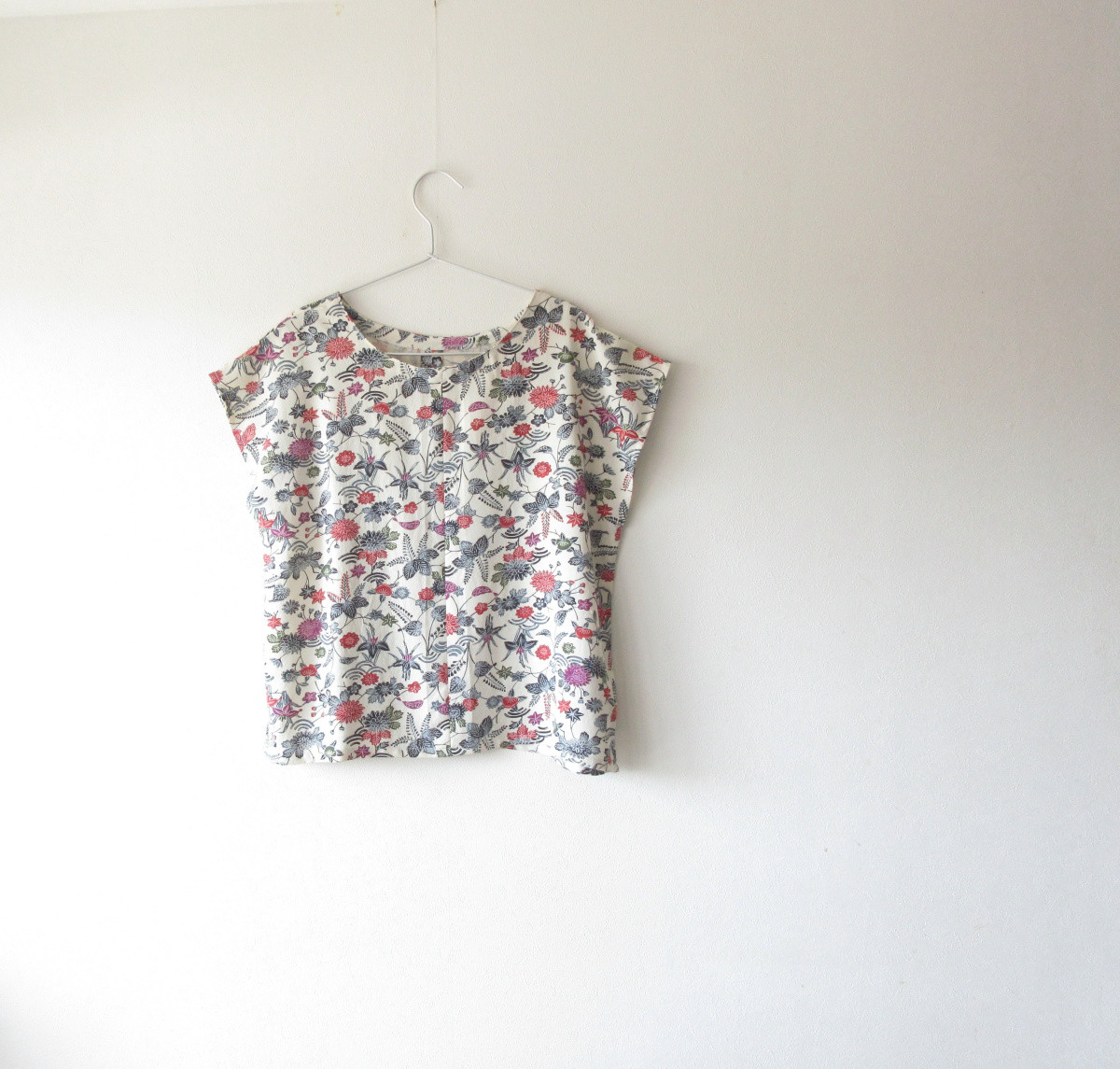 ☆縮緬着物ブラウス♪花柄☆/31yst06