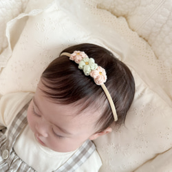 ぷっくりお花のヘアバンド単品　*親子*リンクコーデ*オリジナル*ヘアアクセサリー*かわいい 2枚目の画像