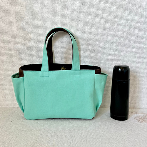 Sサイズ】チョコミントカラー 8号倉敷帆布使用 手提げバッグ akaneko