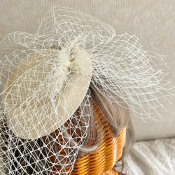 【ベールチュールヘッドドレス】帽子　ハット　キッズ　七五三　3歳　ヘアクリップ   トーク帽　着物　753 髪飾り 5枚目の画像
