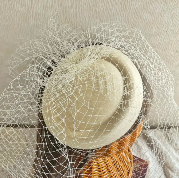 【ベールチュールヘッドドレス】帽子　ハット　キッズ　七五三　3歳　ヘアクリップ   トーク帽　着物　753 髪飾り 6枚目の画像