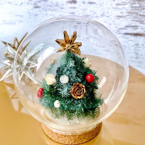 スノードーム風クリスマスツリー /プリザーブドフラワー/クリスマス