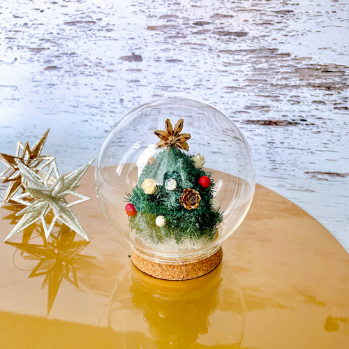 スノードーム風クリスマスツリー /プリザーブドフラワー/クリスマス