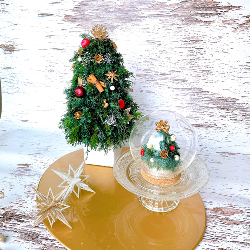 スノードーム風クリスマスツリー /プリザーブドフラワー/クリスマス