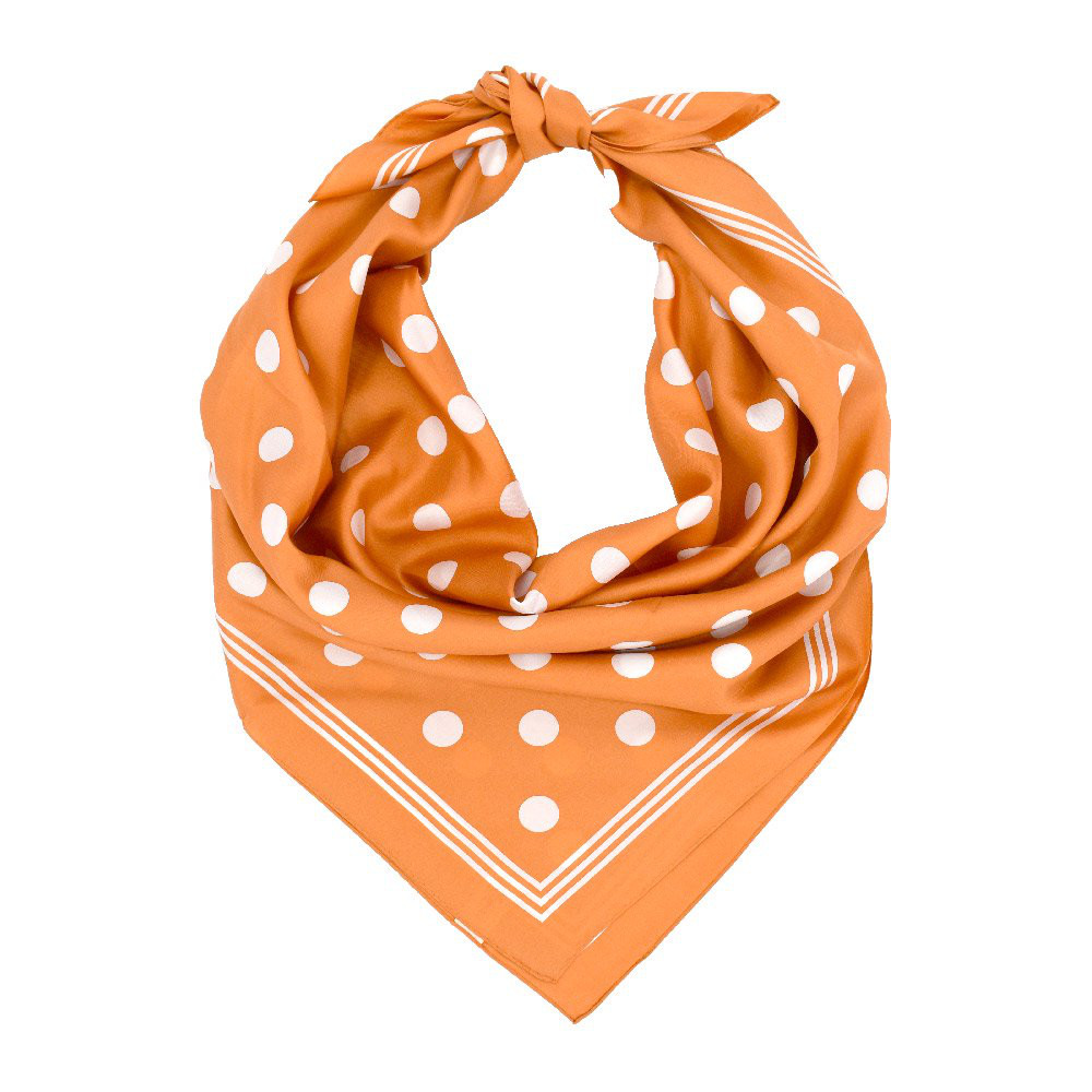 水玉(COM-086) Marcaオリジナル 大判 シルクツイル スカーフ オレンジ
