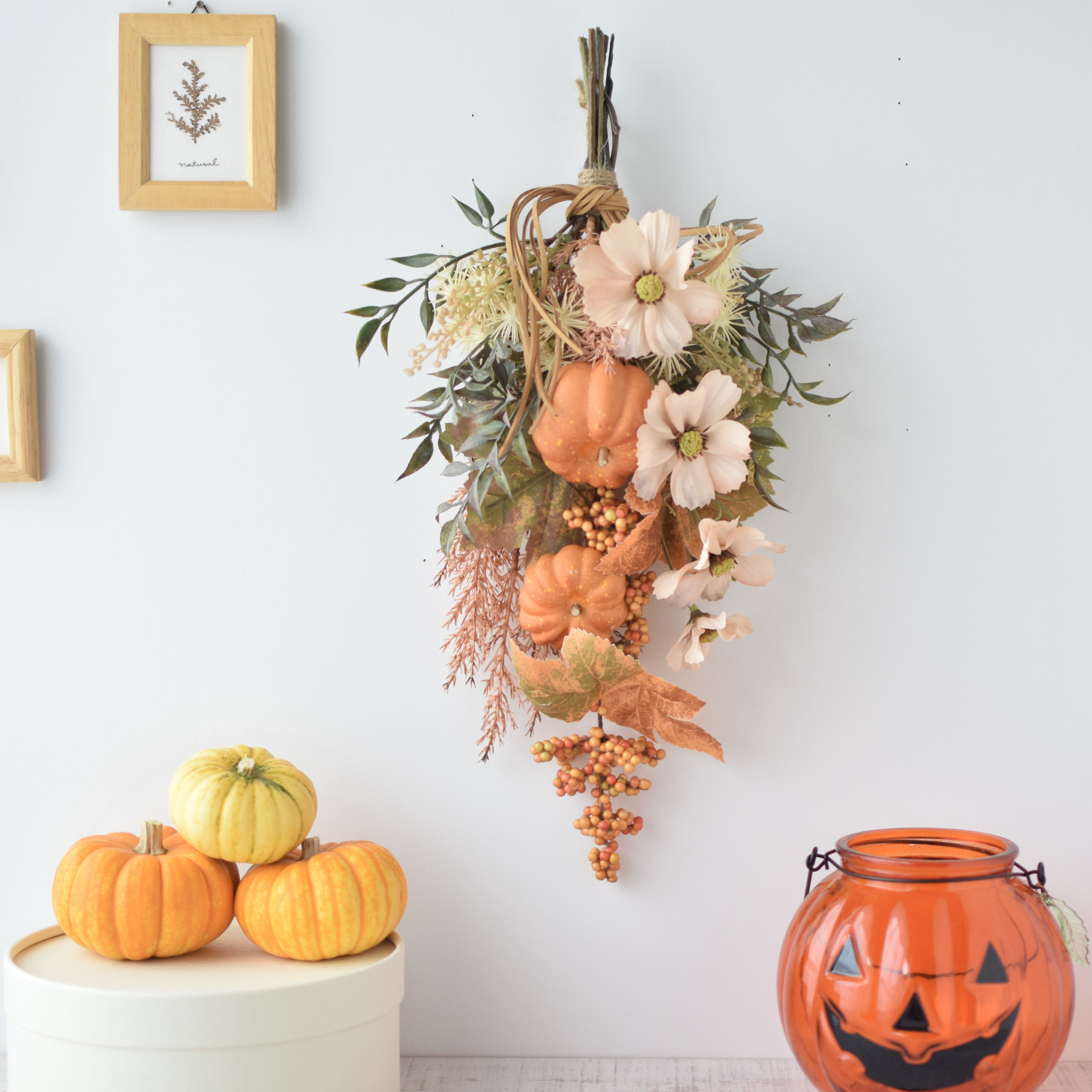 Halloween＊パンプキン＊ピンクベージュ フェイクスワッグ