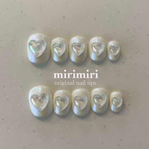 091 〗ネイルチップ ハートネイル オーロラネイル ガーリーネイル 韓国  