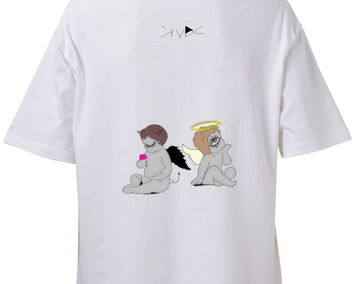 Amilige 天使と悪魔のクマTシャツ 76eb6a93164aa7a3bd9af7f43a66fb