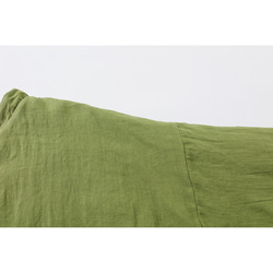 綿麻中綿ジャケット　暖かい中綿ジャケット　リネンジャケット　襟に手縫いライン　黄緑色　フリーサイズL264GR 4枚目の画像