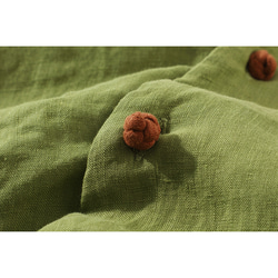 綿麻中綿ジャケット　暖かい中綿ジャケット　リネンジャケット　襟に手縫いライン　黄緑色　フリーサイズL264GR 6枚目の画像
