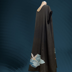 黒留袖 アクセントカラー ワンピース フォーマル 着物リメイク 演奏会 コンサート お筝 華道 茶道 雅楽 A5901 3枚目の画像