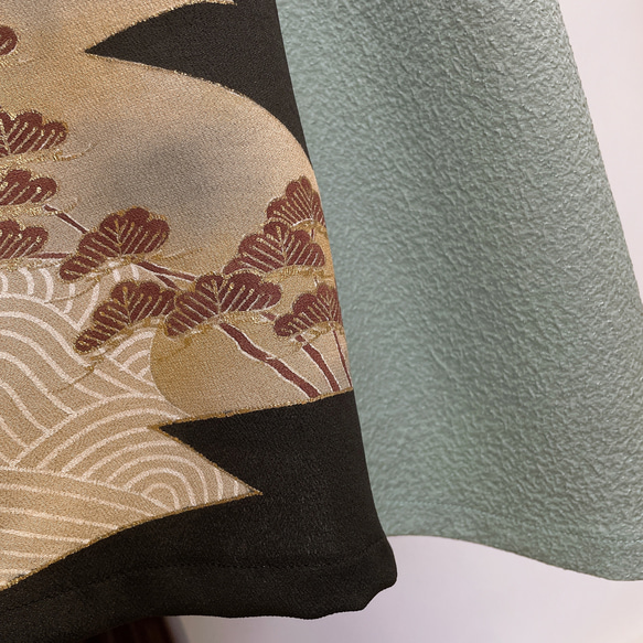 黒留袖 アクセントカラー ワンピース フォーマル 着物リメイク 演奏会 コンサート お筝 華道 茶道 雅楽 A5901 12枚目の画像