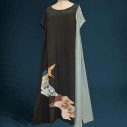 黒留袖 アクセントカラー ワンピース フォーマル 着物リメイク 演奏会 コンサート お筝 華道 茶道 雅楽 A5901 8枚目の画像