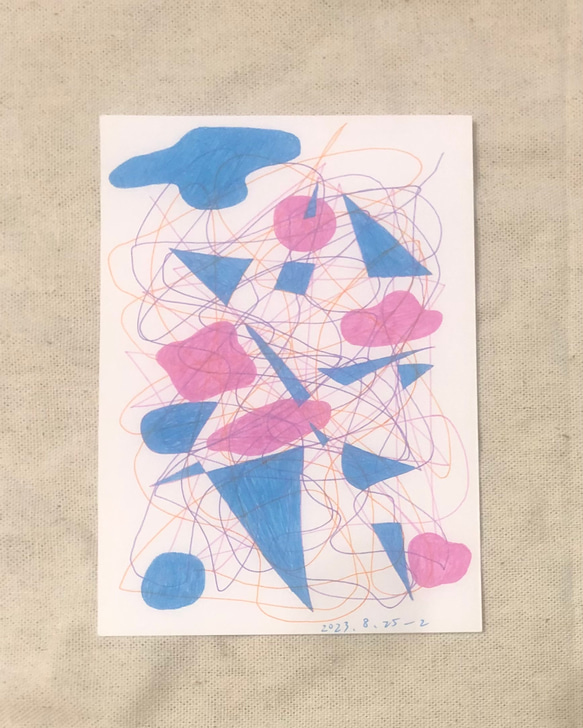 抽象畫-藍與粉紅 畫 藝術 藝術品 pilotjuice繪畫 果汁筆繪畫 第1張的照片