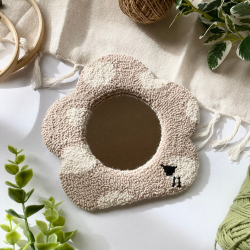 送料込み】羊 ミラー インテリア もこもこ 動物 プチギフト タフ