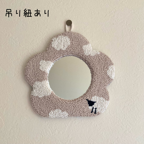 送料込み】羊 ミラー インテリア もこもこ 動物 プチギフト タフ