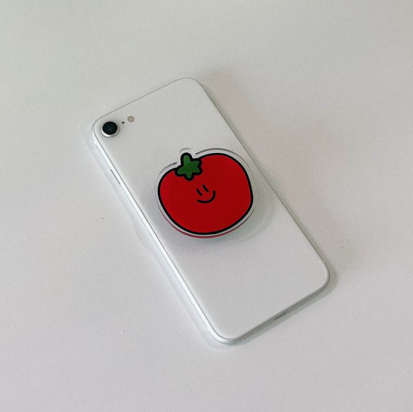  スマイルトマトグリップトーク/フルーツポンホルダー/キャラクターアクリルトーク