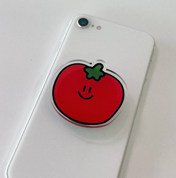  スマイルトマトグリップトーク/フルーツポンホルダー/キャラクターアクリルトーク