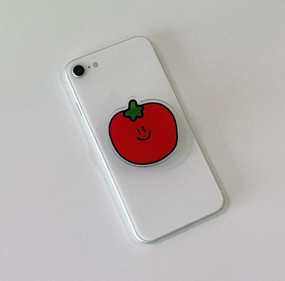  スマイルトマトグリップトーク/フルーツポンホルダー/キャラクターアクリルトーク