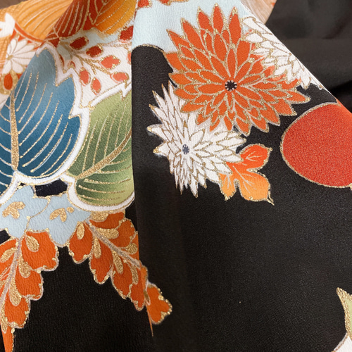 黒留袖 アクセントカラースカート W50〜100 ロング 着物リメイク