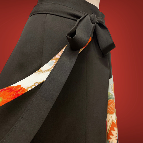 黒留袖 アクセントカラースカート W50〜100 ロング 着物リメイク